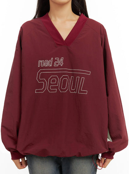 long-sleeve-loose-fit-nylon-v-neck-sweatshirt-io409