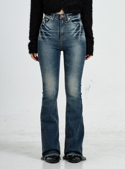 Faded Washing Bootcut Denim Pants CO17