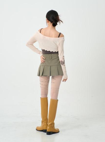 Semi Pleated Mini Skirt IO12