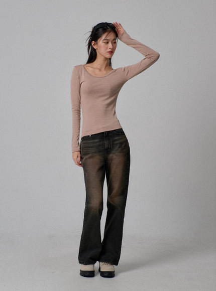 Vintage Wash Bootcut Jeans IJ310