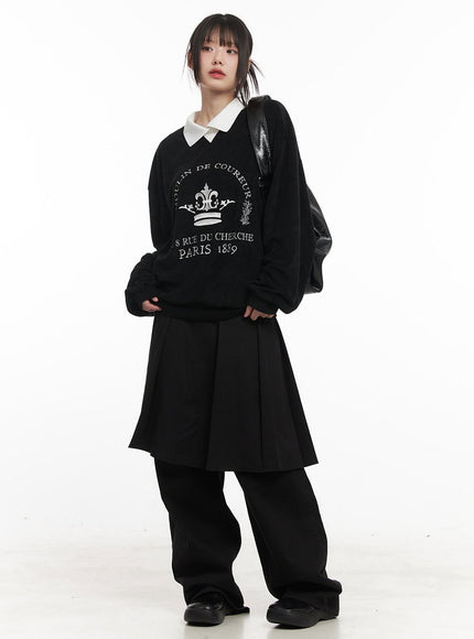 Embroidered Graphic Oversize Collared Sweatshirt CF518