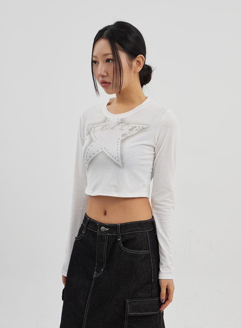 Star Long Sleeve Cropped Top CJ330