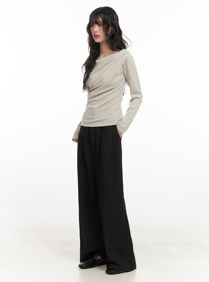 Pintuck Relaxed-Fit Slacks CJ528