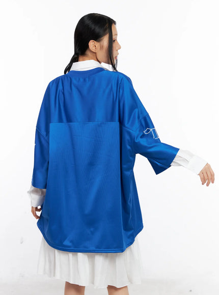 Oversized V-Neck Graphic Tee CL529