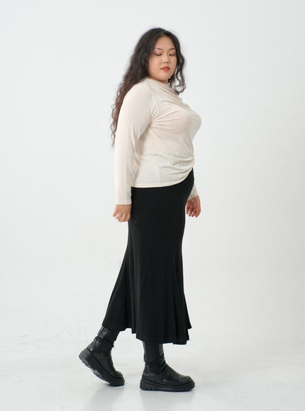 Plus Mermaid Line Long Bending Skirt IO06