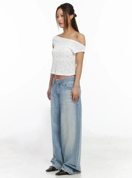 Yoko Lace Layered Wide Leg Jeans IY504