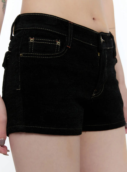 Low-Rise Dark Washed Denim Shorts CN517