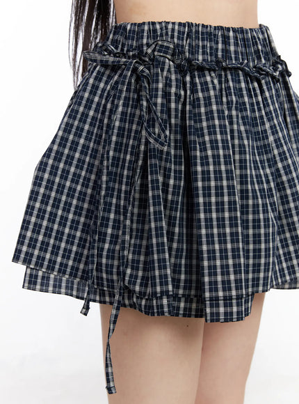Elastic Waist Plaid Skirt CM519
