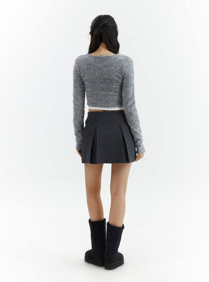 gray-pleated-belted-mini-skirt-cj423