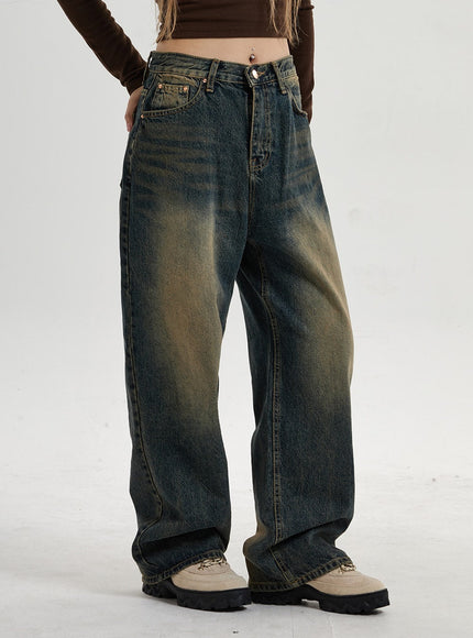 Vintage Washing Wide Leg Denim Pants CN14