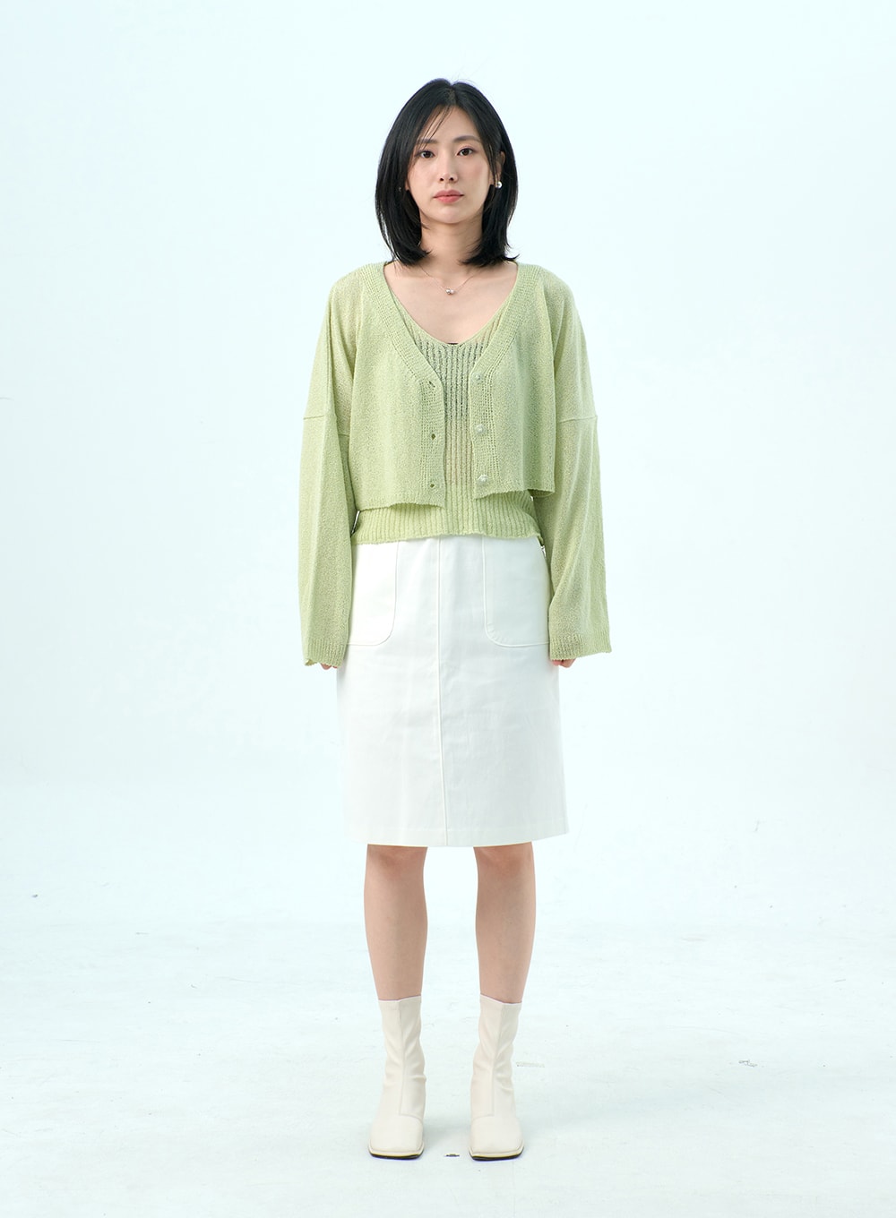 Mesh Top And Cardigan Set OY317