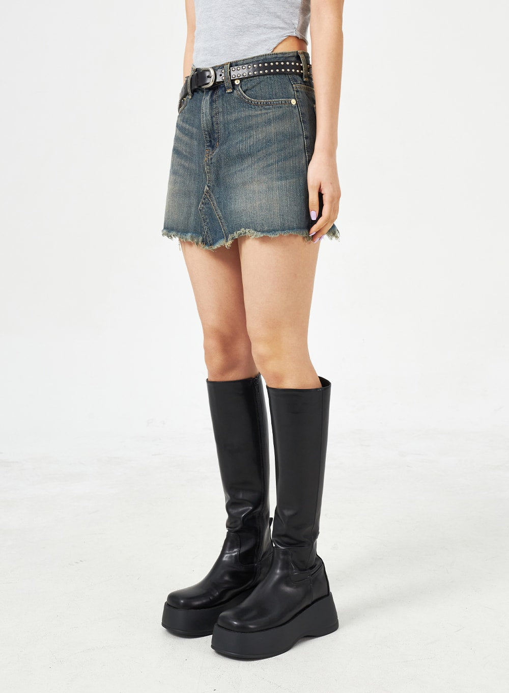 Mid-Rise Denim Mini Skirt CM321