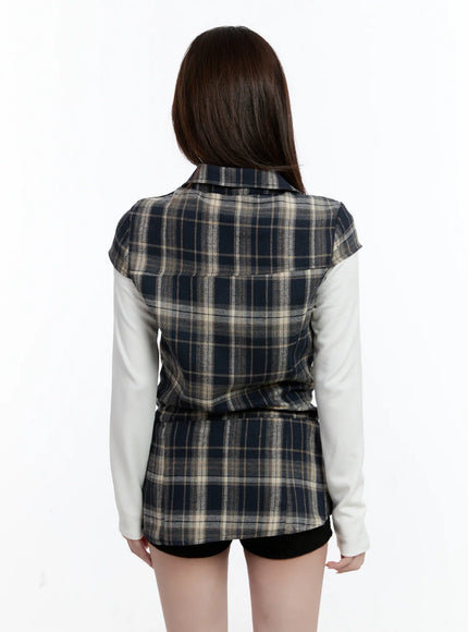 plaid-short-sleeve-mini-dress-cn525