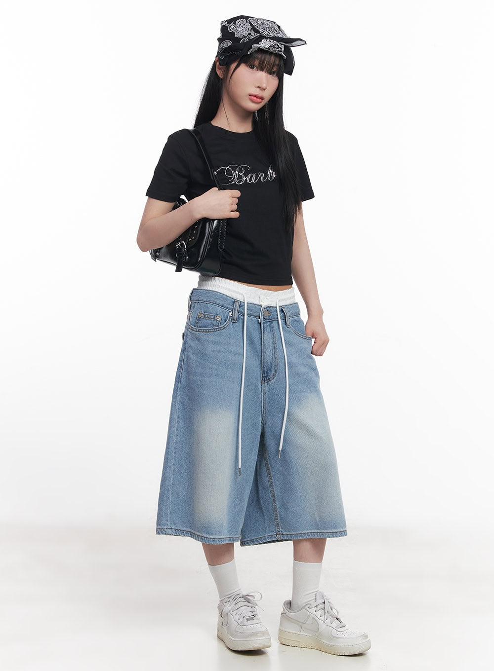 layered-drawstring-baggy-jorts-cy527