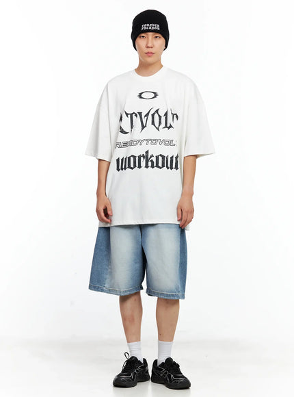 Men's Circle Bolt Oversized Graphic Tee IL514