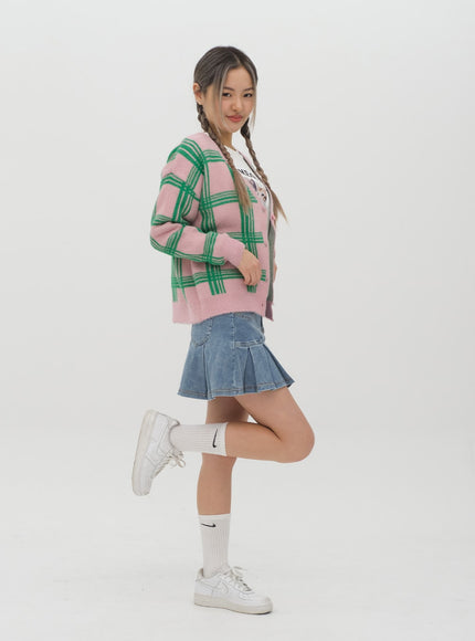 Check Pattern Cardigan J15