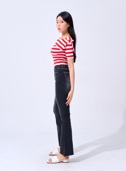 Half Sleeve Stripe Top IA324