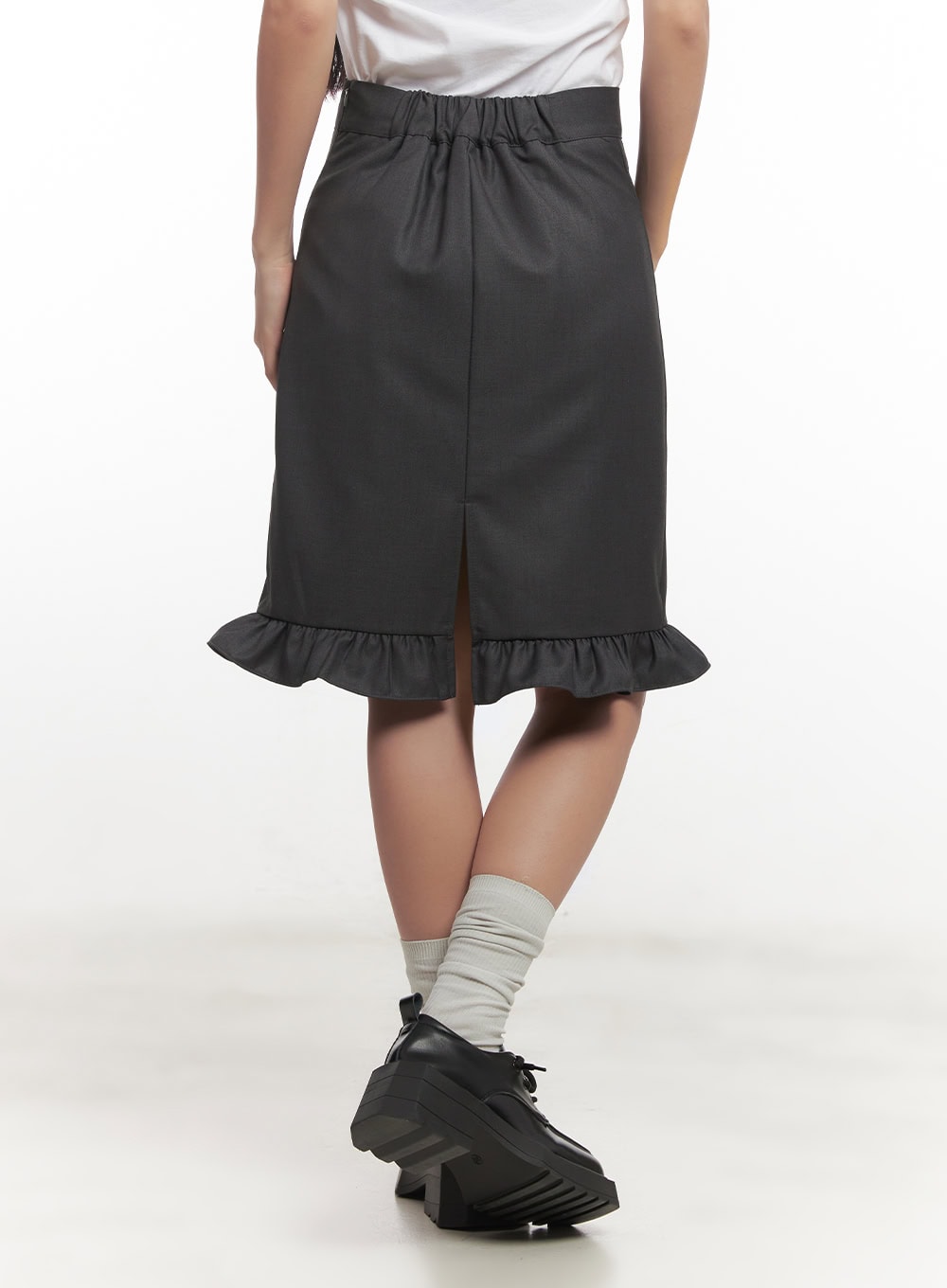 Frill Straight-Fit Midi Skirt CF526