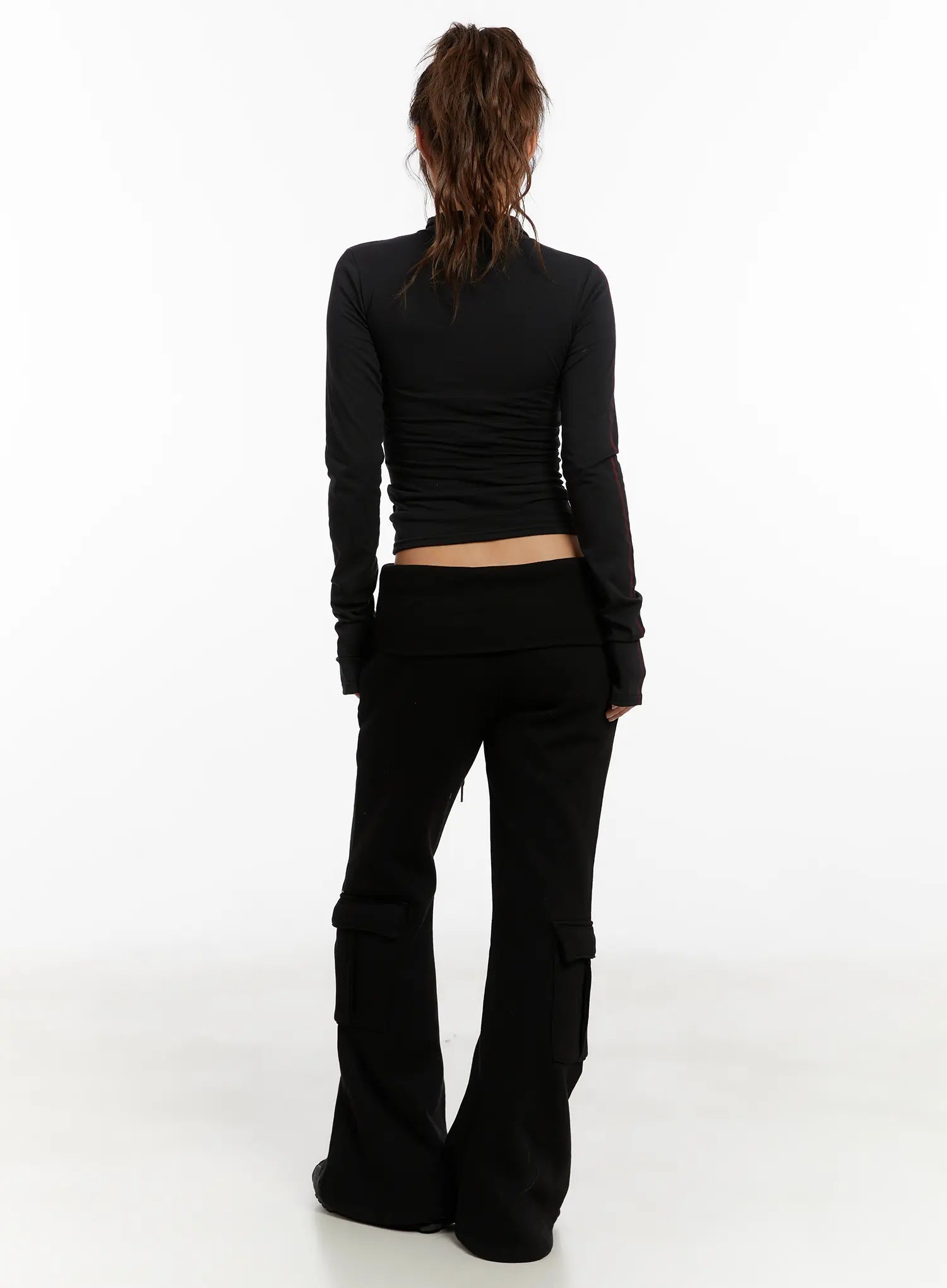High Waist Cargo Bootcut Pants CD517