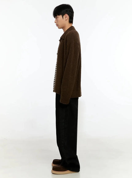 mens-simple-wool-collar-cardigan-in525