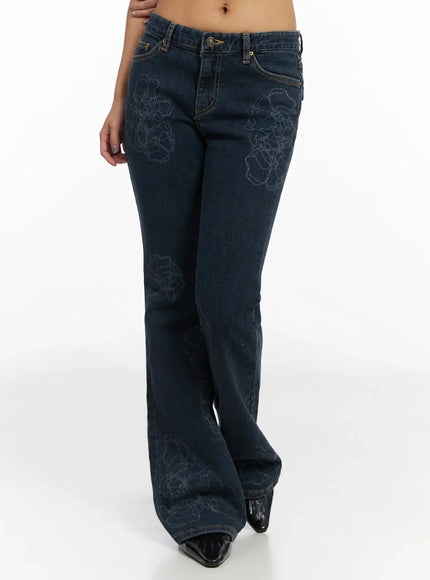 Amari Floral Embriodered Bootcut Jeans IN528