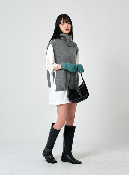 Turtleneck Cashmere Wool Vest OD01