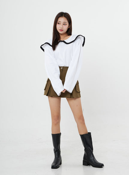 Pleated Cargo Mini Skirt BO13