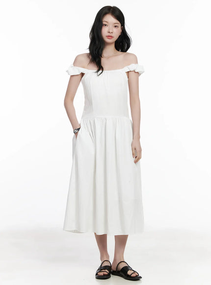 Shirred Flare Midi Dress CA509