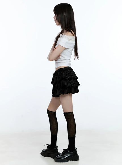 Tiered Stripe Mini Skirt CG507