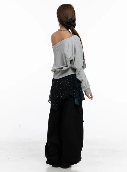 Studded Wide-Leg Balloon Pants CS524