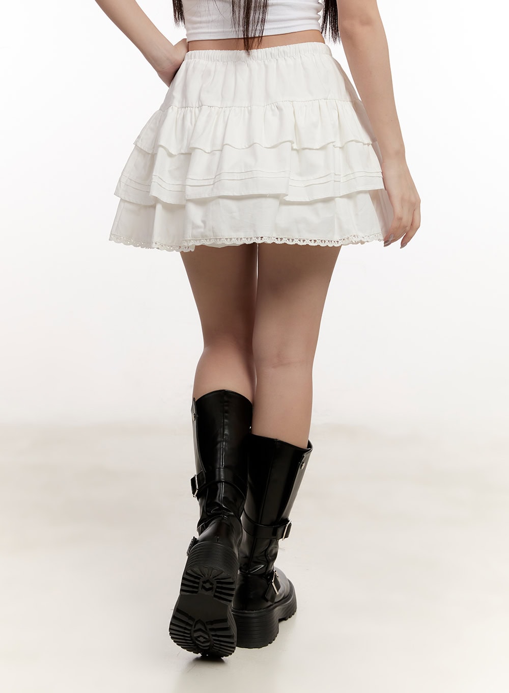 Lace Ruffle Layered Mini Skirt CM510