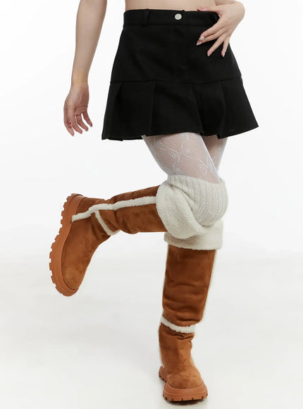 Fleece Pleated Mini Skirt IJ516