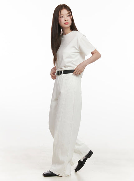 Classic Wide-Leg Cotton Pants IJ530