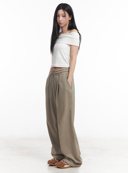 Cotton Pintuck Wide-Fit Sweatpants IY516
