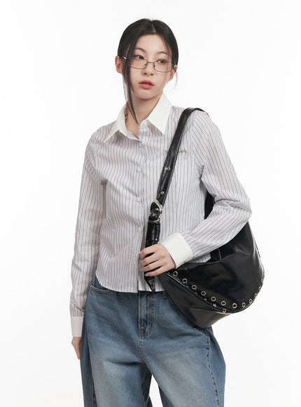 Slim-Fit Collared Striped Button Down CF514