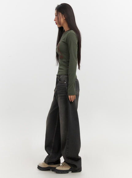 Skyla Washed Wide-Leg Baggy Jeans IF511