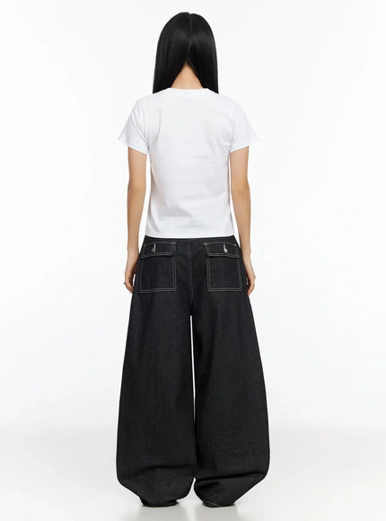 Arlet Wide-Leg Black Jeans CA513