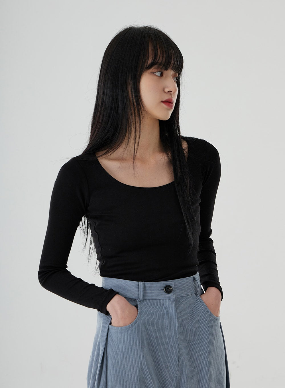 Round Neck Long Sleeve Top OO21