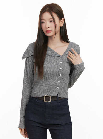 Sailor Neck Off-Shoulder Cardigan IJ527