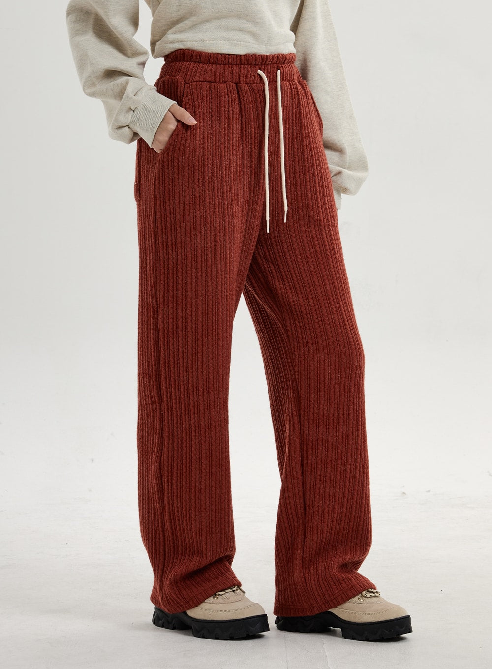 Elastic Wide Knit Pants CN14