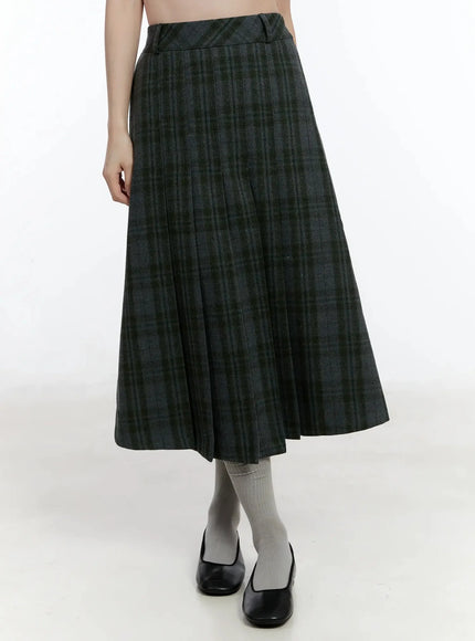 Plaid A-Line Midi Skirt ID526