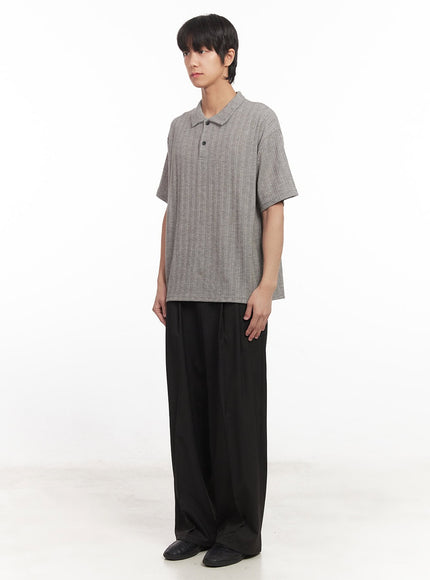 Men's Loose-Fit Collared Ribbed T-Shirt IA510