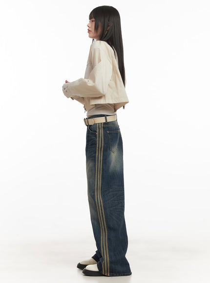 Daisee Striped Wide-Leg Jeans CF518