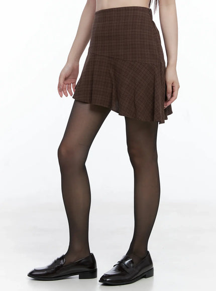 Asymmetric Plaid Mini Skirt CS501