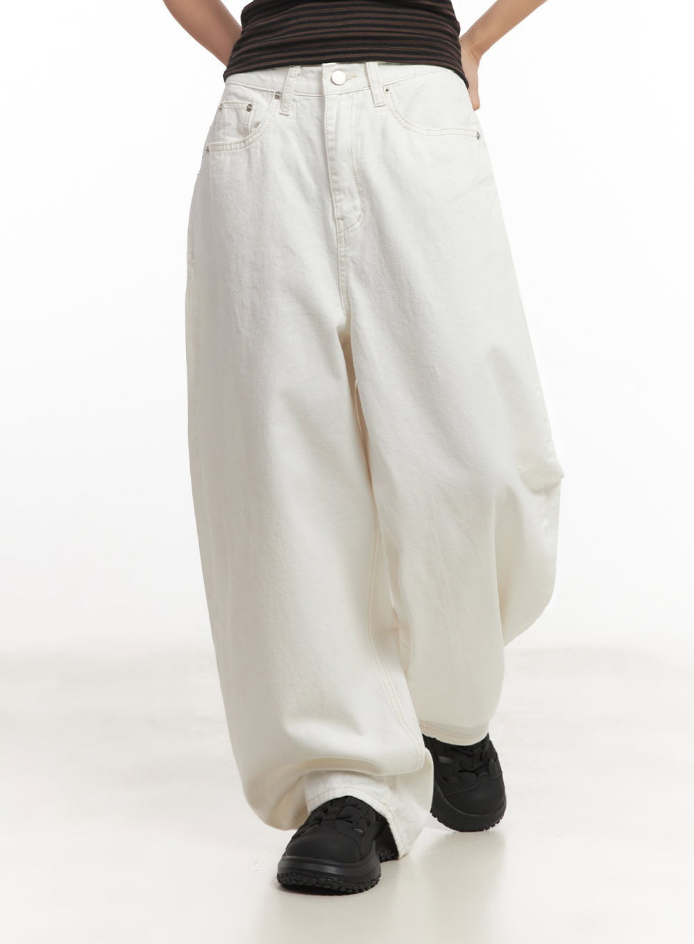 Wide-Fit Ribbon Cotton Trousers IA515