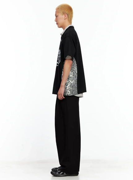Men's Pleated Wide-Leg Pants IL511