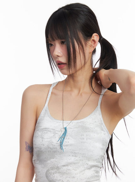 Key Fringe Long Necklace (Blue) IM531