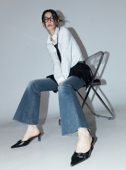 Collared Slim-Fit Buttoned Crop Shirt CM504