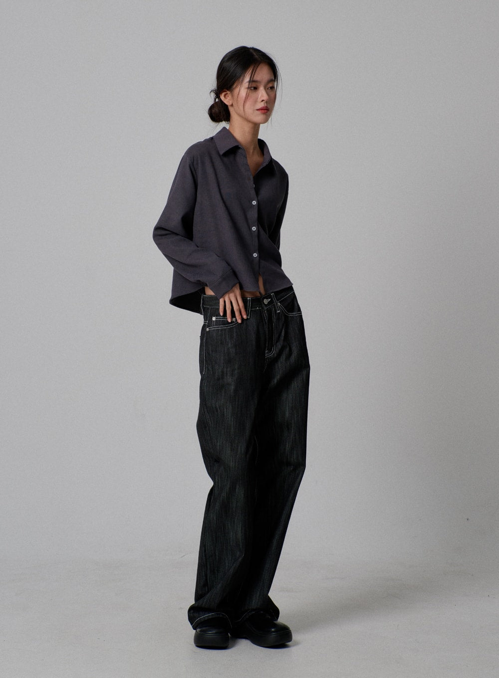 Dark Wash Baggy Jeans IJ313