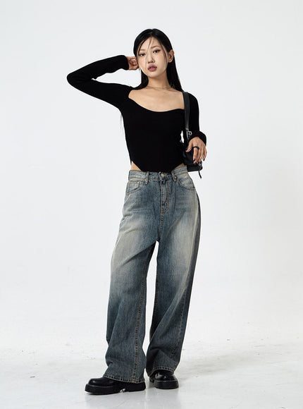 Wide Washed Jeans CS06